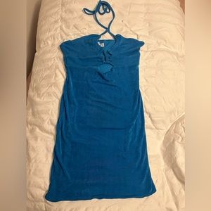 Princess Polly Blue Shimmer Halter Dress Size M